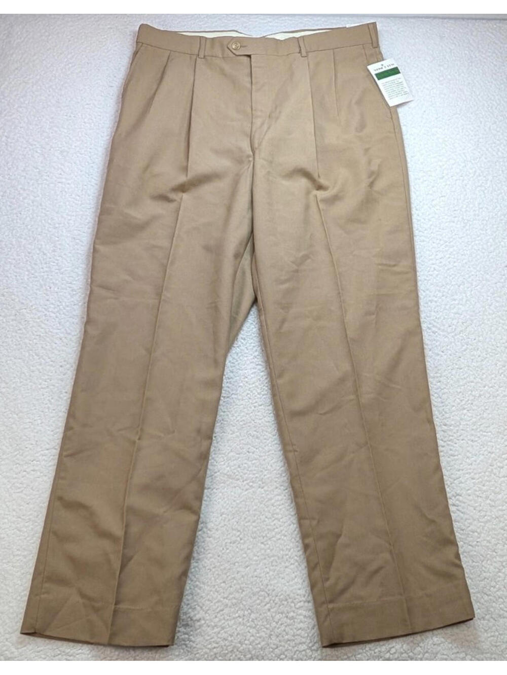 Bill Bass Pleated Dress Pants Men’s 38x32 Beige NWT Classic Fit Trousers